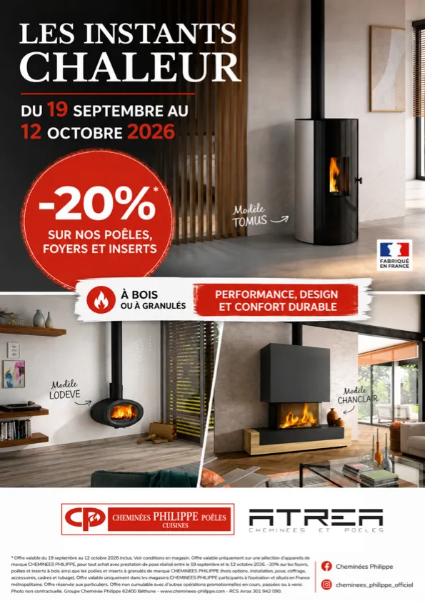 Les Instants Chaleur ATRÉA : -20 % sur les poêles, foyers et inserts du 19 septembre au 12 octobre 2026